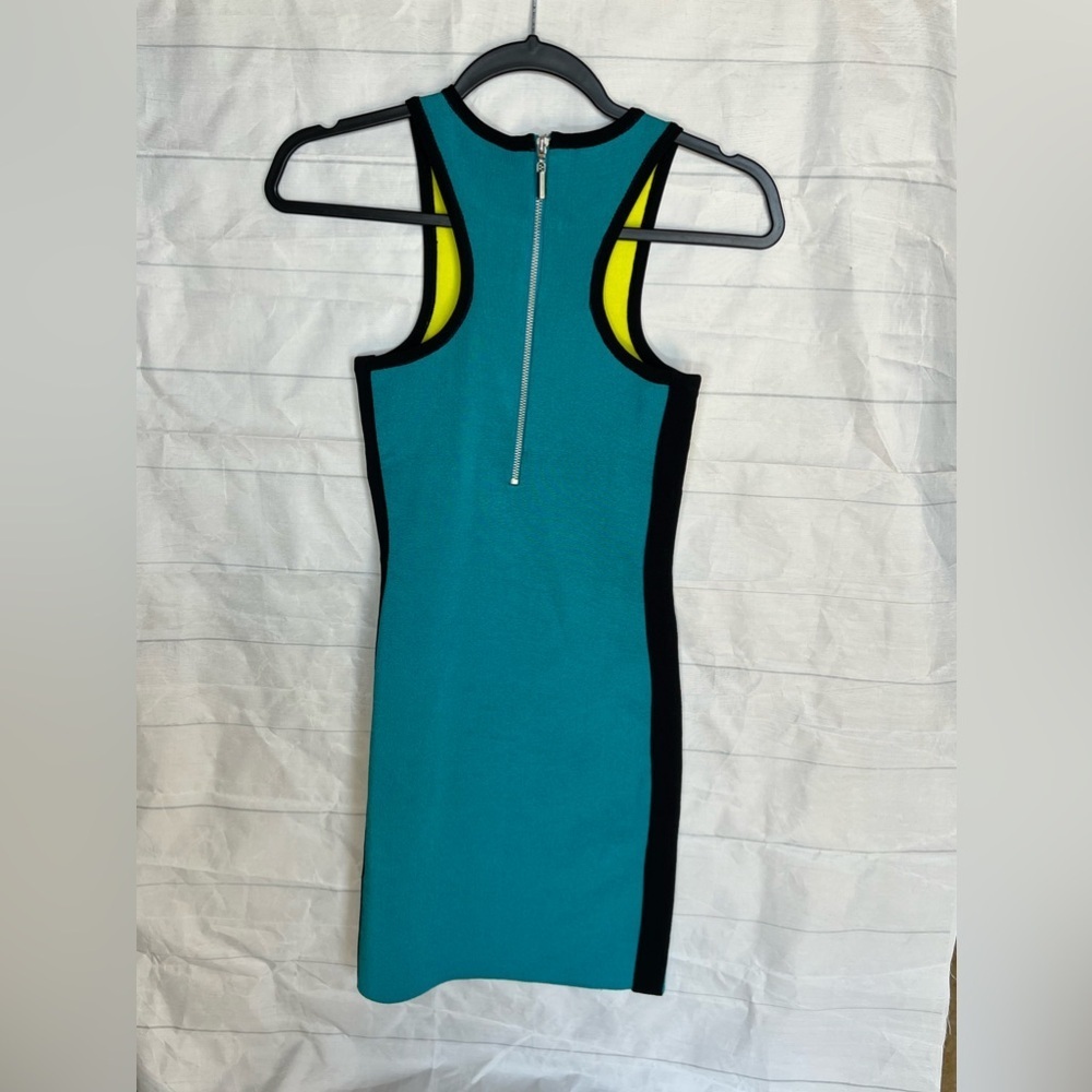 BEBE dress neon green and blue bodycon dress size small women’s dress - Picture 2 of 8